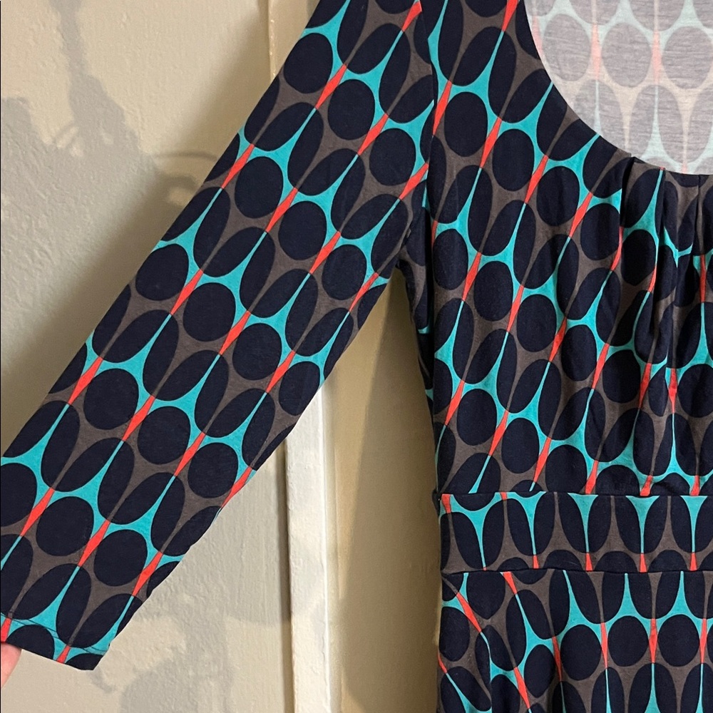 Boden Blue and Red Patterned Long Sleeve Dress - Picture 6 of 7